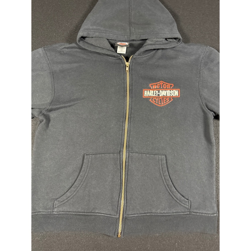 Harley-Davidson Womens Black Full Zip Hoodie Embroidered Logo Fleece M 12/14